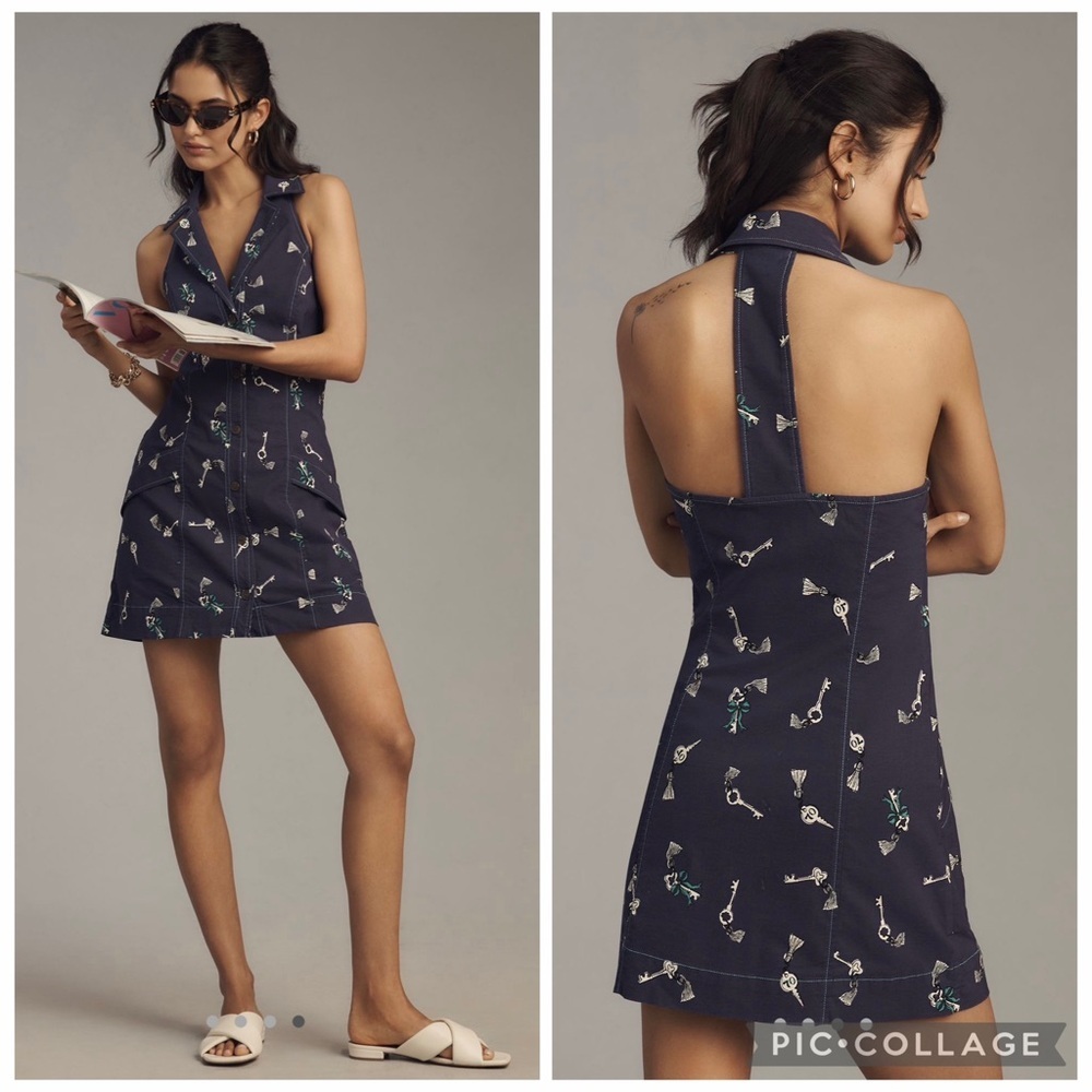 NWT Anthropologie The Amelia Collared Mini Coastal Blue Dress by Maeve Size XL